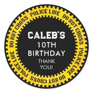 Police Line Do Not Cross Yellow lines Birthday Classic Round Sticker
