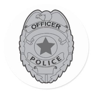 POLICE OFFICER BADGE CLASSIC ROUND STICKER
