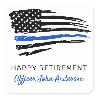 Police Party Thin Blue Line Flag Retirement Square Sticker