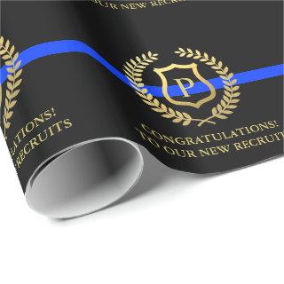 Police Thin Blue Line Custom Faux Gold Monogram