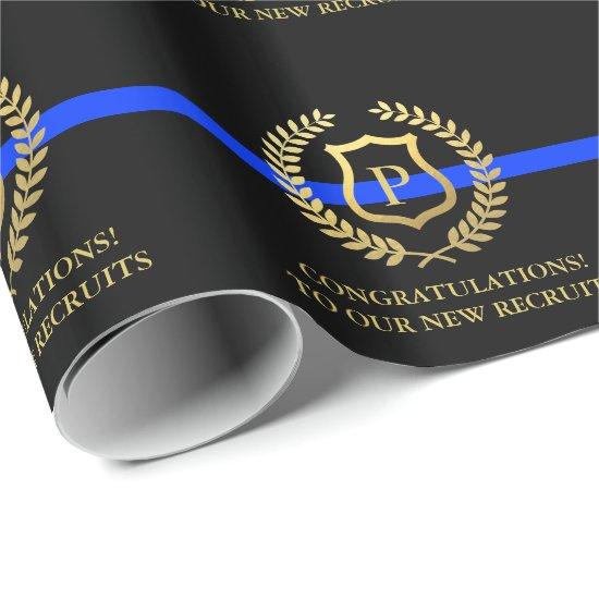 Police Thin Blue Line Custom Faux Gold Monogram