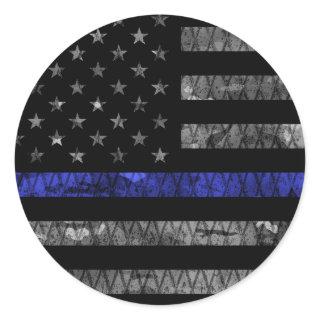 Police Thin Blue Line Flag Classic Round Sticker