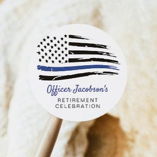 Police Watercolor Thin Blue Line Flag Retirement Classic Round Sticker