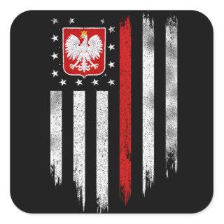 Polish American Flag Combo Poland Usa Polska Square Sticker