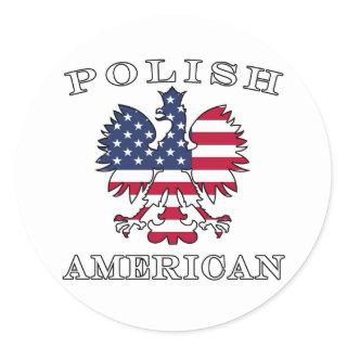 Polish American Flag Eagle Classic Round Sticker