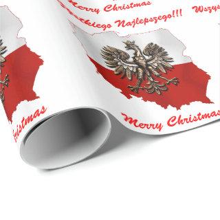 Polish Flag colors & map with Eagle Christmas Wrap