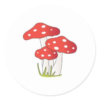 Polka Dot Mushrooms Classic Round Sticker