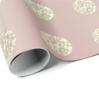Polka Dots Glitter Sparkly Pearl Rose Pastel Ivory