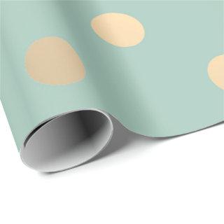 Polka Dots Mint Green Pastel Foxier Gold Ivory