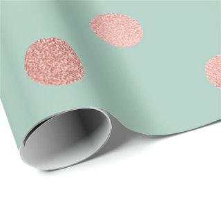 Polka Dots Mint Green Pastel Peach Gold Rose