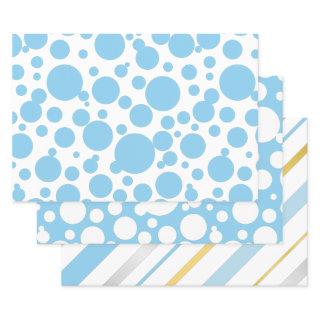 Polka Dots stripe pattern-baby blue-silver-golden  Sheets