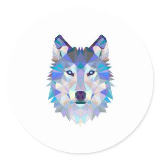 Polygonal geometric wolf head classic round sticker