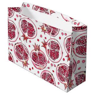 Pomegranate watercolor and ink pattern large gift bag