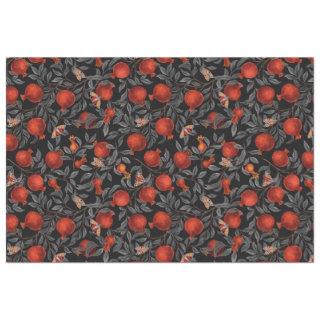 Pomegranates and Bella Moths in red and gray Tissue Paper