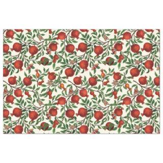 Pomegranates and Bella Moths on off white Tissue Paper