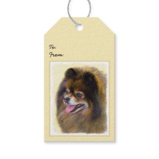 Pomeranian Black and Tan Painting Original Dog Art Gift Tags