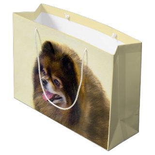 Pomeranian Black and Tan Painting Original Dog Art Large Gift Bag