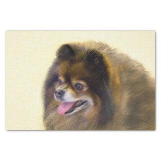 Pomeranian Black and Tan Painting Original Dog Art Tissue Paper