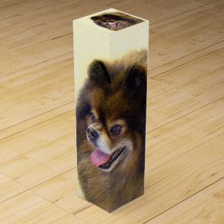 Pomeranian Black and Tan Painting Original Dog Art Wine Box