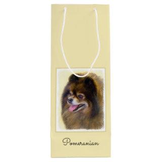 Pomeranian Black and Tan Painting Original Dog Art Wine Gift Bag