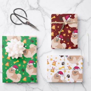 Pomeranian Dog Christmas With Santa hat  Sheets