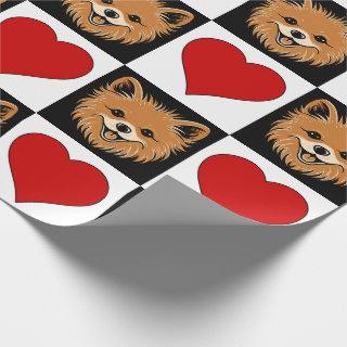 Pomeranian Dog Face Heart Pattern Cute Puppy Gift