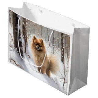 Pomeranian Let It Snow Christmas Large Gift Bag