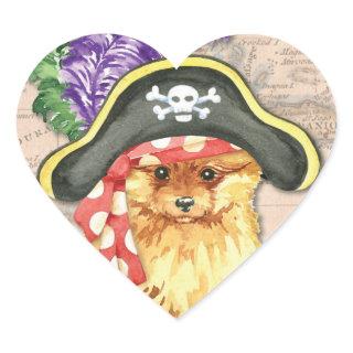 Pomeranian Pirate Heart Sticker