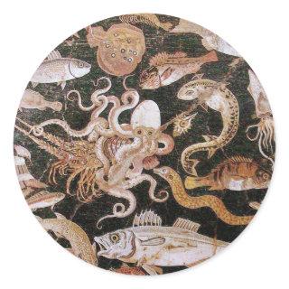 POMPEII COLLECTION / OCEAN - SEA LIFE SCENE CLASSIC ROUND STICKER