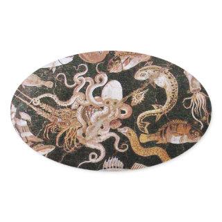 POMPEII COLLECTION / OCEAN - SEA LIFE SCENE OVAL STICKER