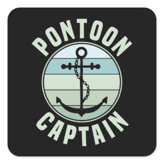 Pontoon Captain retro vintage Anchor Pontoon Owner Square Sticker