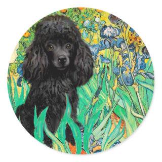 Poodle (black 1) - Irises Classic Round Sticker