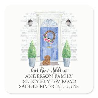 Poodle Blue Door New Address Label Sticker