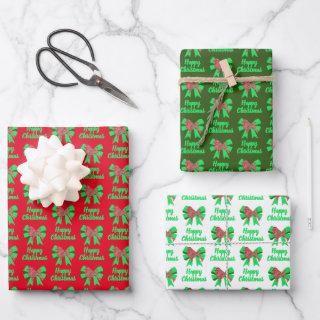 Poodle Cute Christmas Dog & Green Bow 3 Color  Sheets