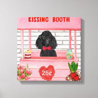 poodle Dog Valentine's Day Kissing Booth Canvas Print