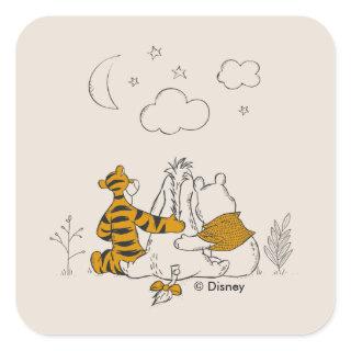 Pooh, Eeyore & Tigger | Looking up at the Sky Square Sticker