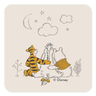 Pooh, Eeyore & Tigger | Looking up at the Sky Square Sticker