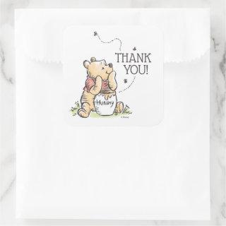 Pooh & Friends Watercolor | Birthday Thank You Square Sticker