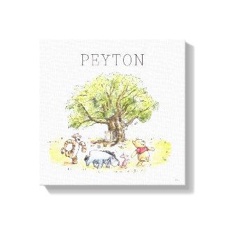 Pooh & Pals Watercolor Personalized Canvas Print