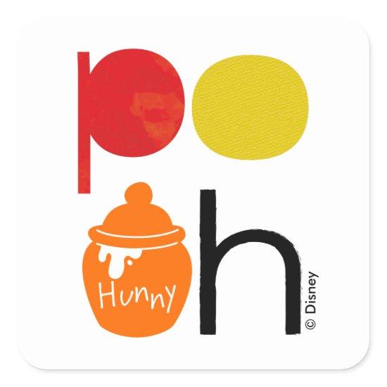 Pooh | Watercolor with Hunny Pot Square Sticker