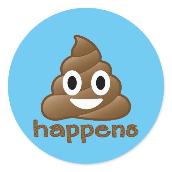 Poop Happens Emoji Classic Round Sticker