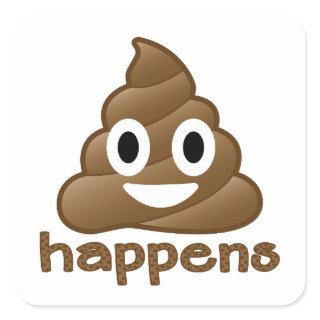 Poop Happens Emoji Square Sticker