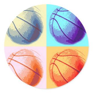 Pop Art Basketball Classic Round Sticker