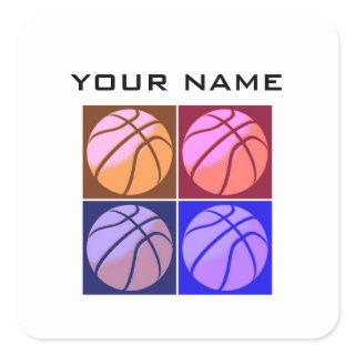 Pop Art Basketball Your Name Square Sticker