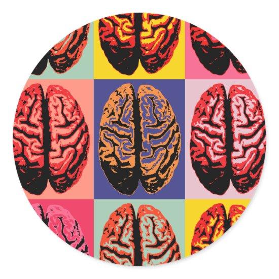 Pop Art Brain Classic Round Sticker