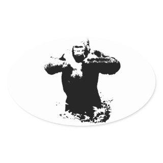 Pop Art Gorilla Beating Chest Oval Sticker