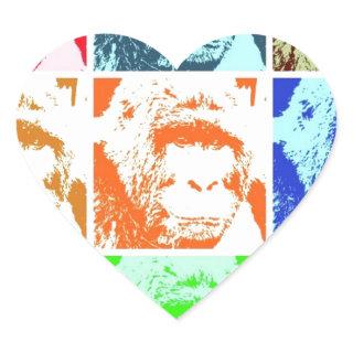 Pop Art Gorillas Heart Sticker