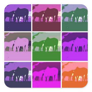 Pop Art Horses Square Sticker