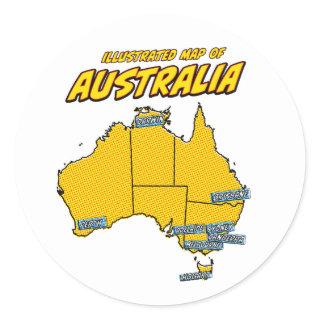 Pop Art Illustrated Australia  Classic Round Sticker
