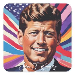 Pop Art Jack JFK John F. Kennedy Square Sticker